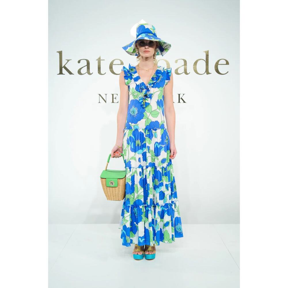 Kate Spade Sunshine Maxi Dress Blue Green Floral